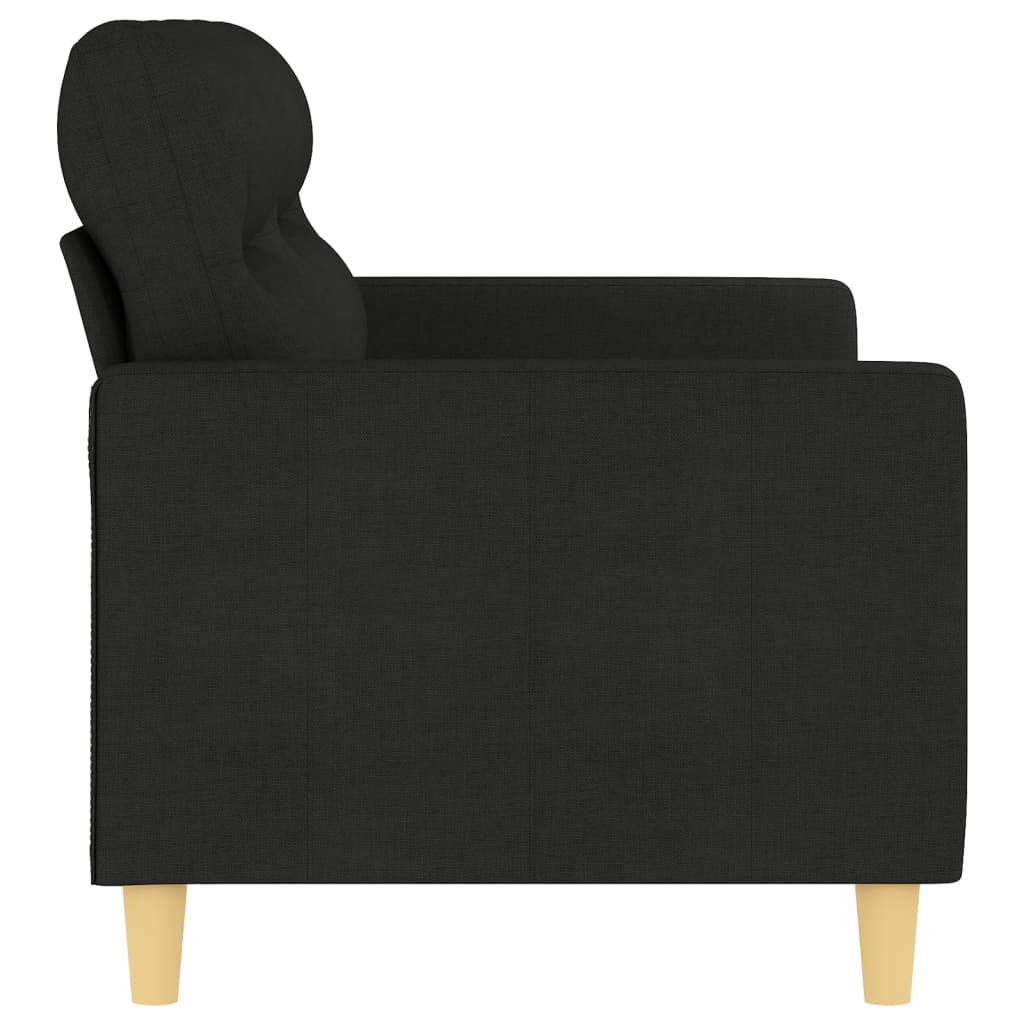 kétszemélyes fekete szövetkanapé 140 cm