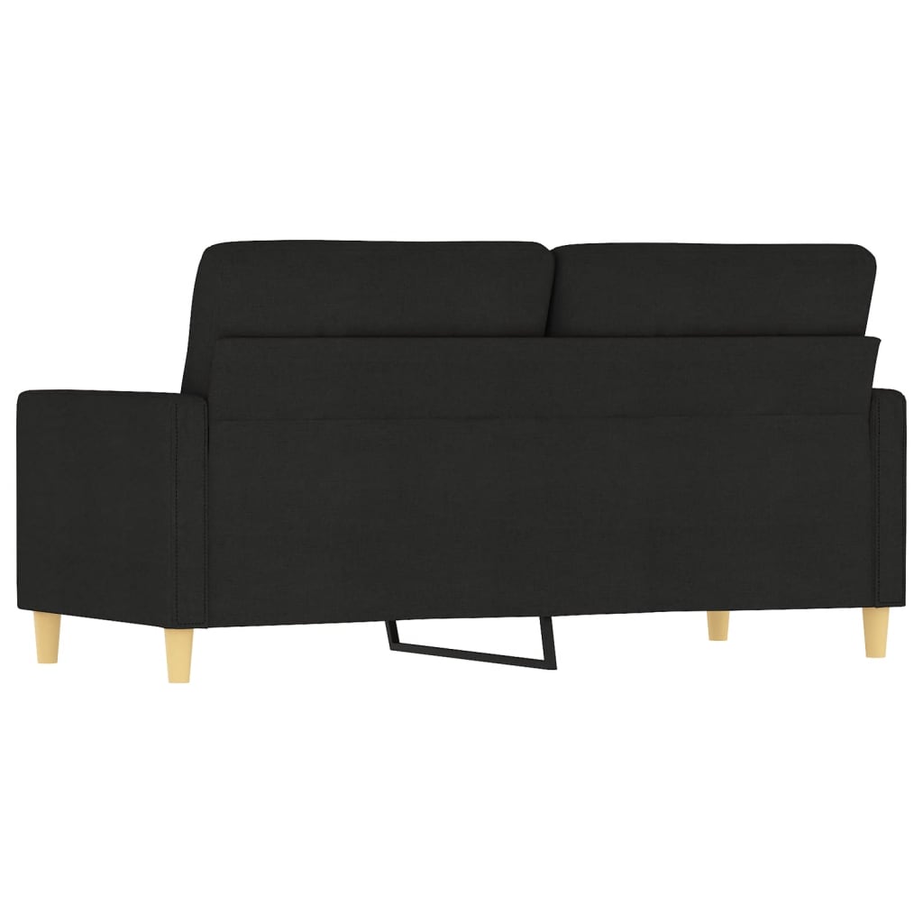 kétszemélyes fekete szövetkanapé 140 cm