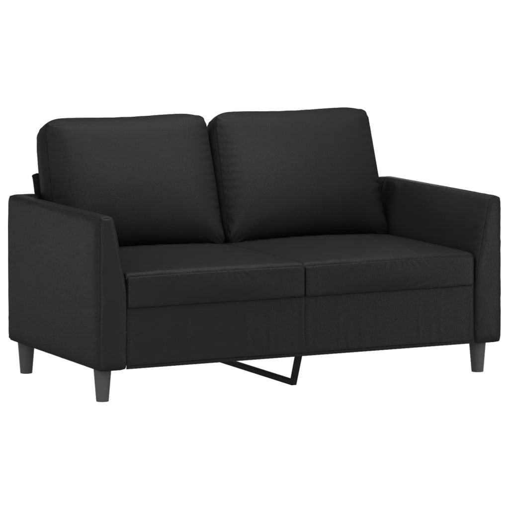 2 személyes fekete műbőr kanapé 120 cm
