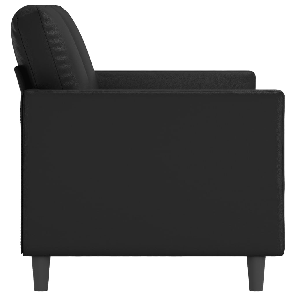 2 személyes fekete műbőr kanapé 120 cm
