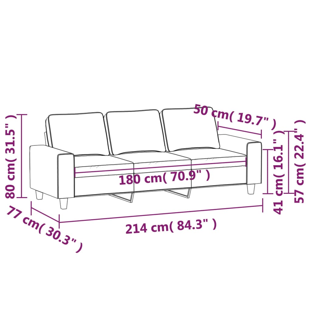 3 személyes sötétszürke szövet kanapé 180 cm