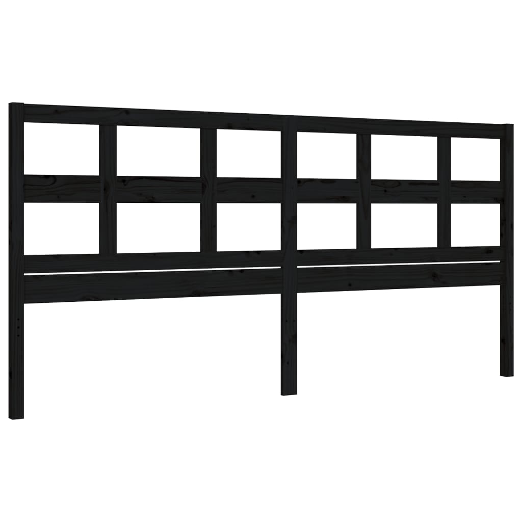 fekete tömör fa ágykeret fejtámlával 200 x 200 cm