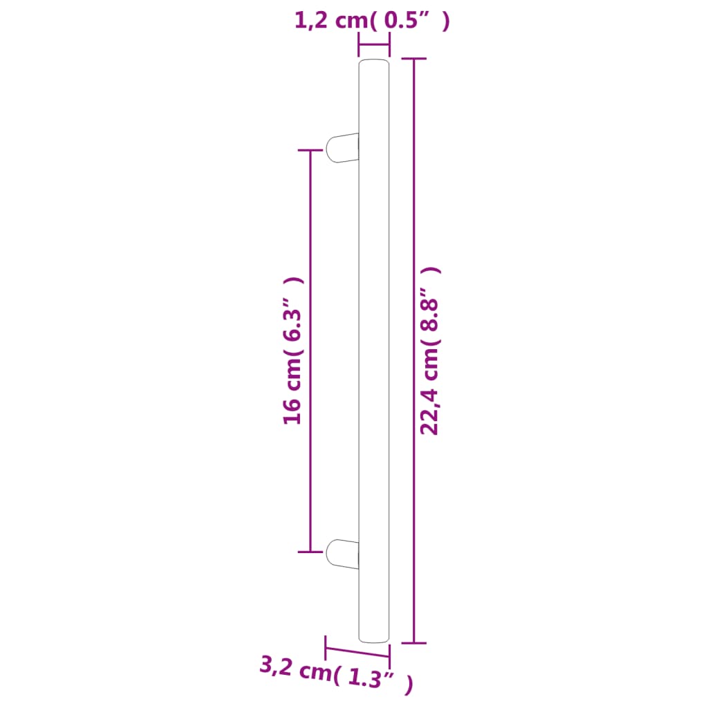 20 db fekete rozsdamentes acél szekrényfogantyú 160 mm