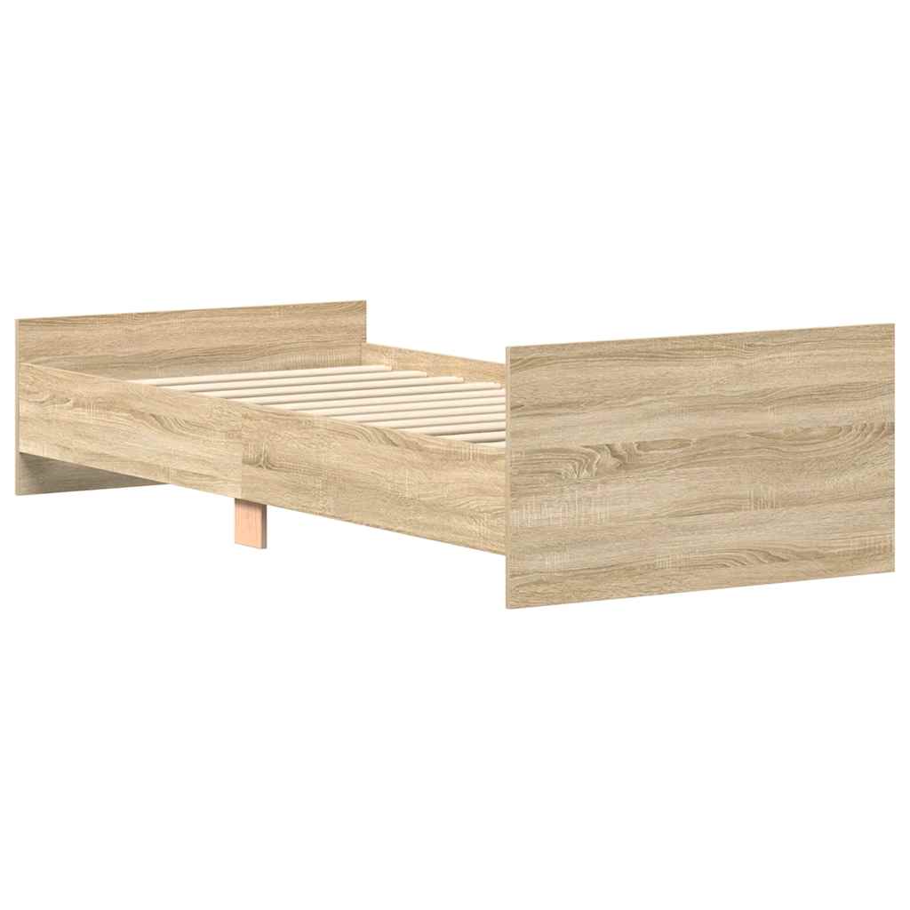 sonoma tölgy színű szerelt fa ágykeret matrac nélkül 100x200 cm