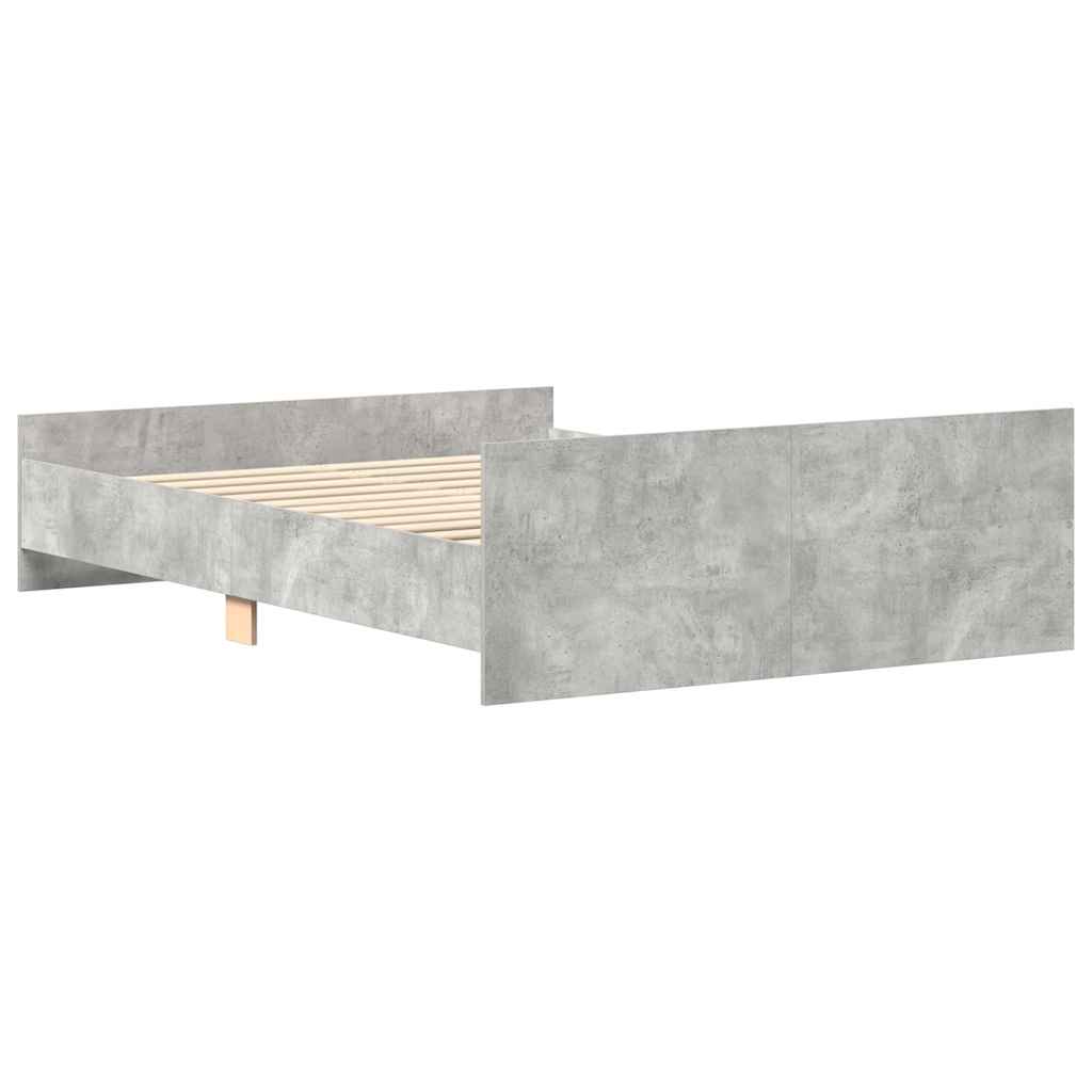 betonszürke ágykeret fej- és lábtámlával 120 x 200 cm