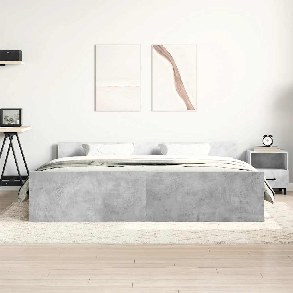 betonszürke ágykeret fej- és lábtámlával 180 x 200 cm