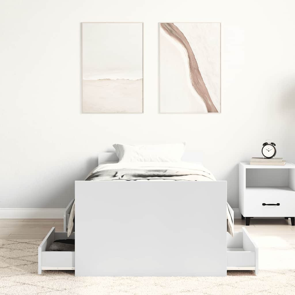 fehér ágykeret fej- és lábtámlával 90 x 190 cm