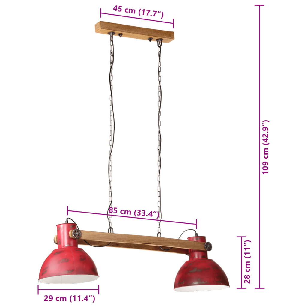 kopott piros fali lámpa 25 W 85x28x109 cm E27
