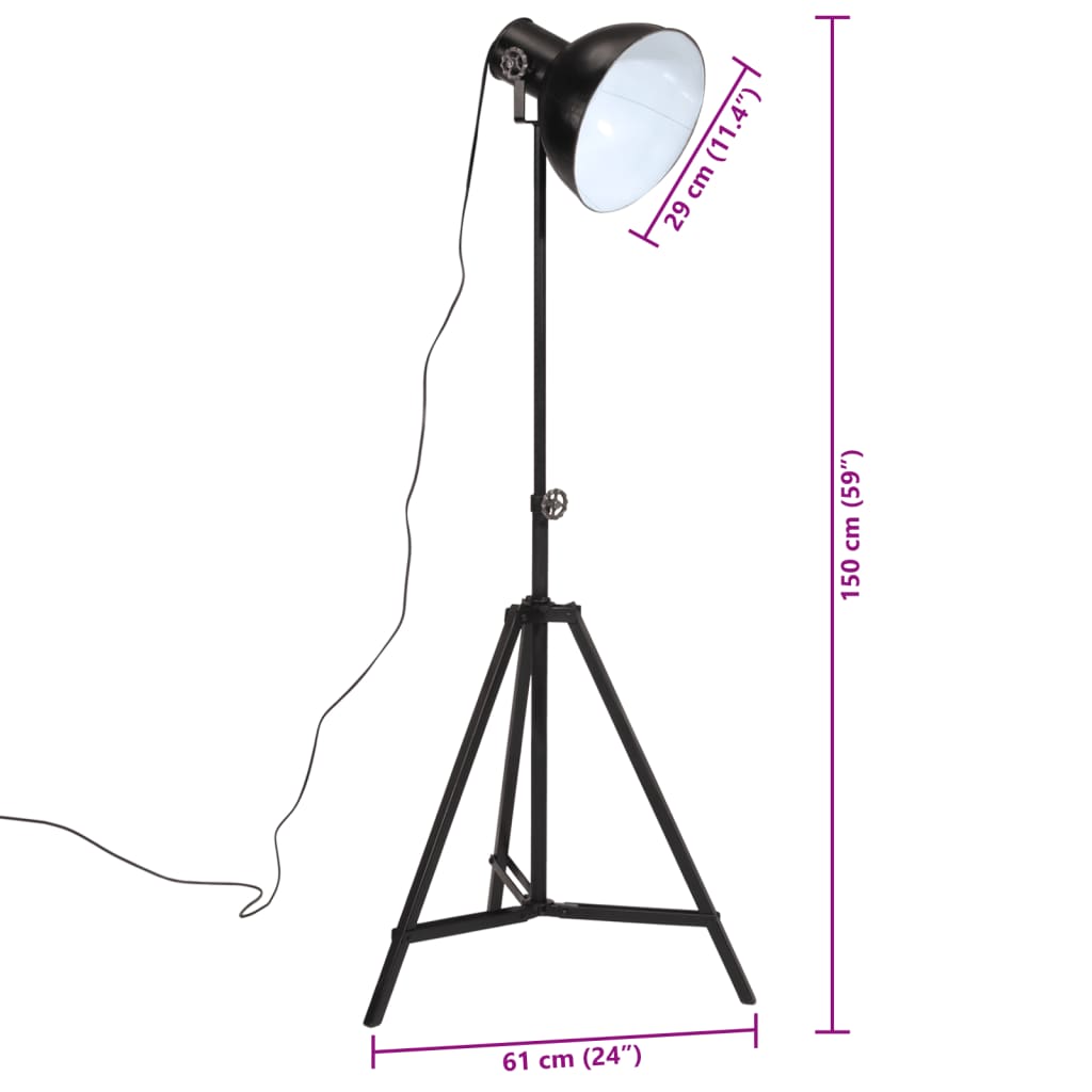 fekete állólámpa 25 W 61x61x90/150 cm E27