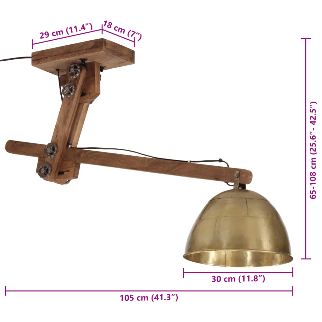 antik sárgaréz mennyezeti lámpa 25 W 105x30x65-108 cm E27