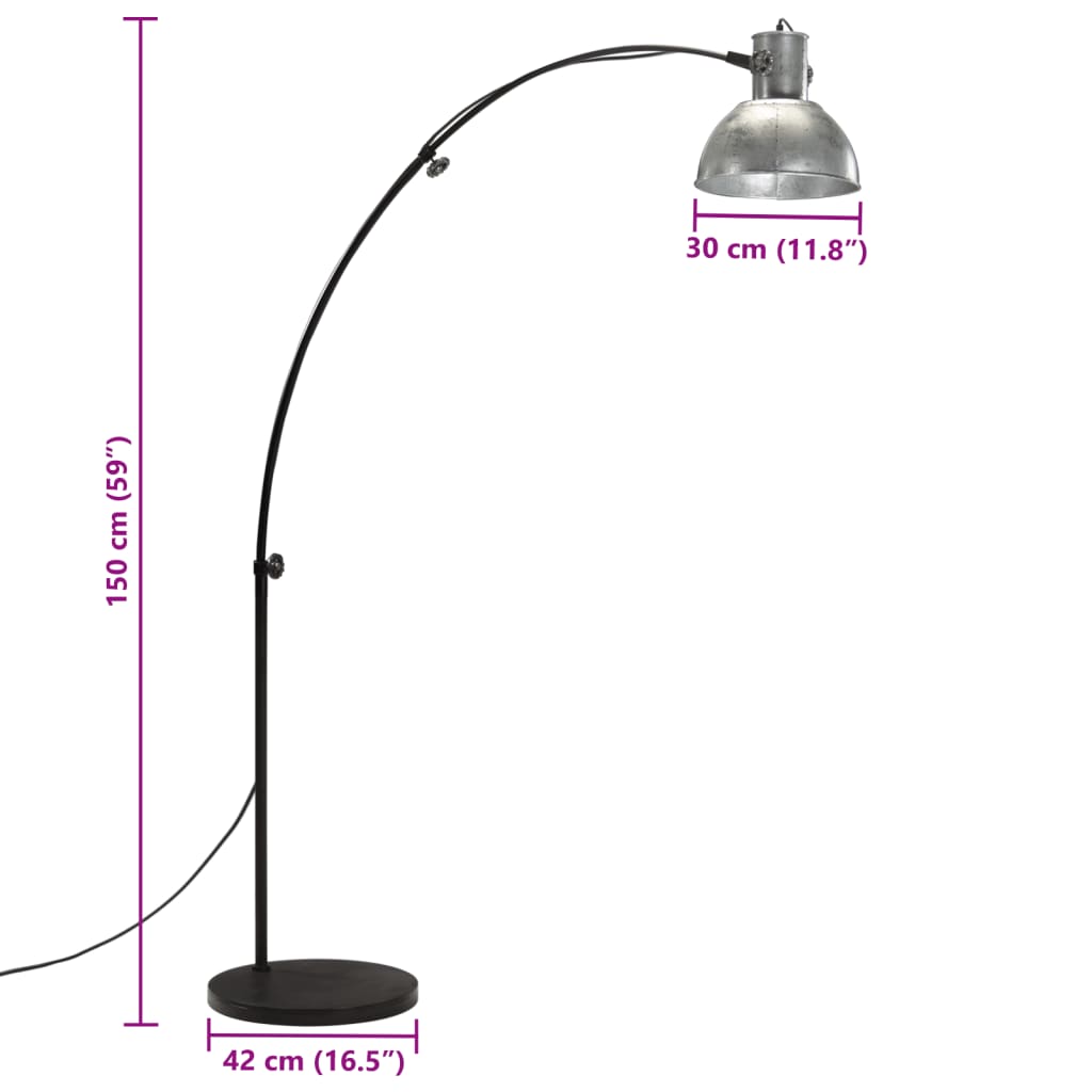 vintage ezüst állólámpa 25 W 150 cm E27