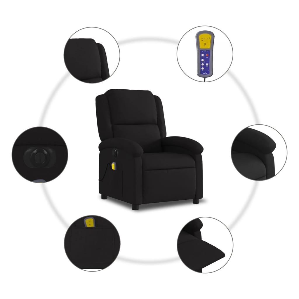 fekete szövet elektromos dönthető masszázsfotel