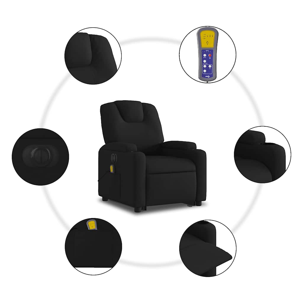 fekete szövet dönthető elektromos álló masszázsfotel