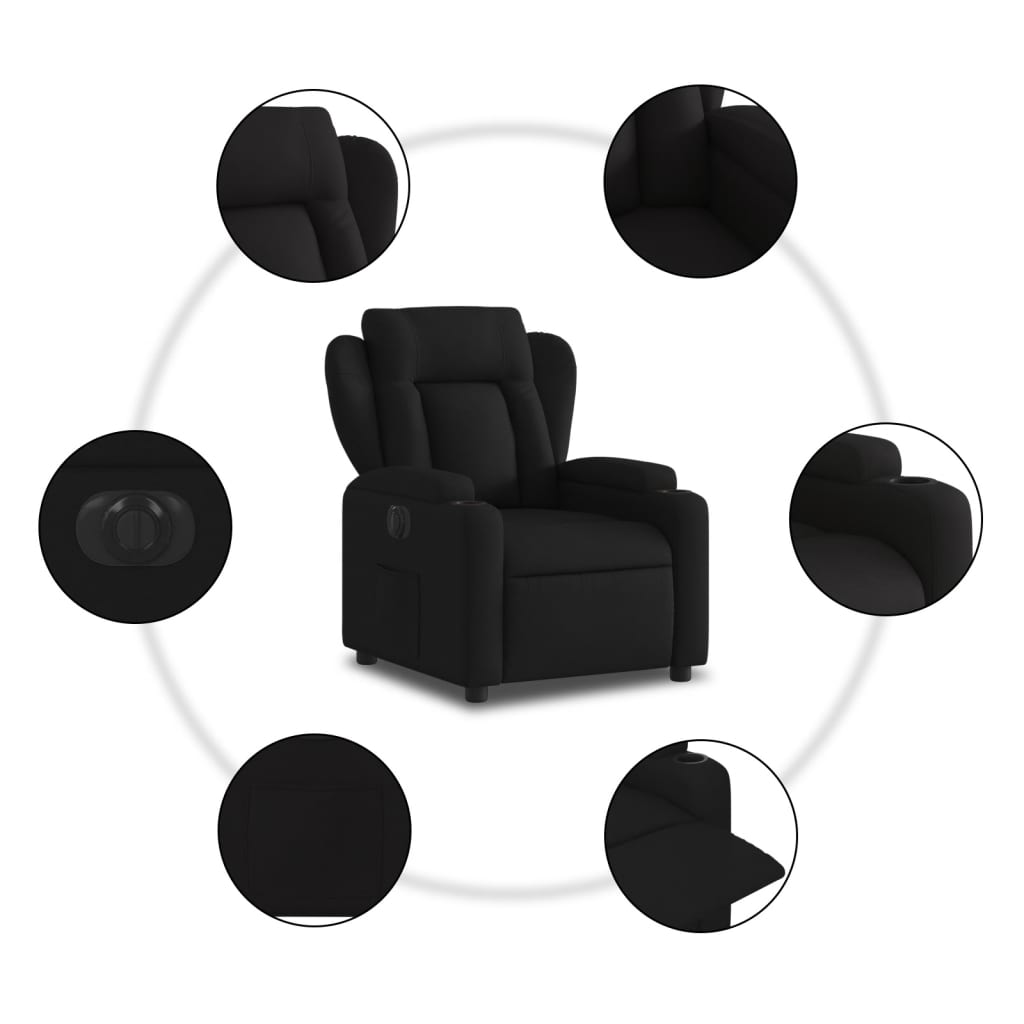 fekete szövet elektromos dönthető fotel