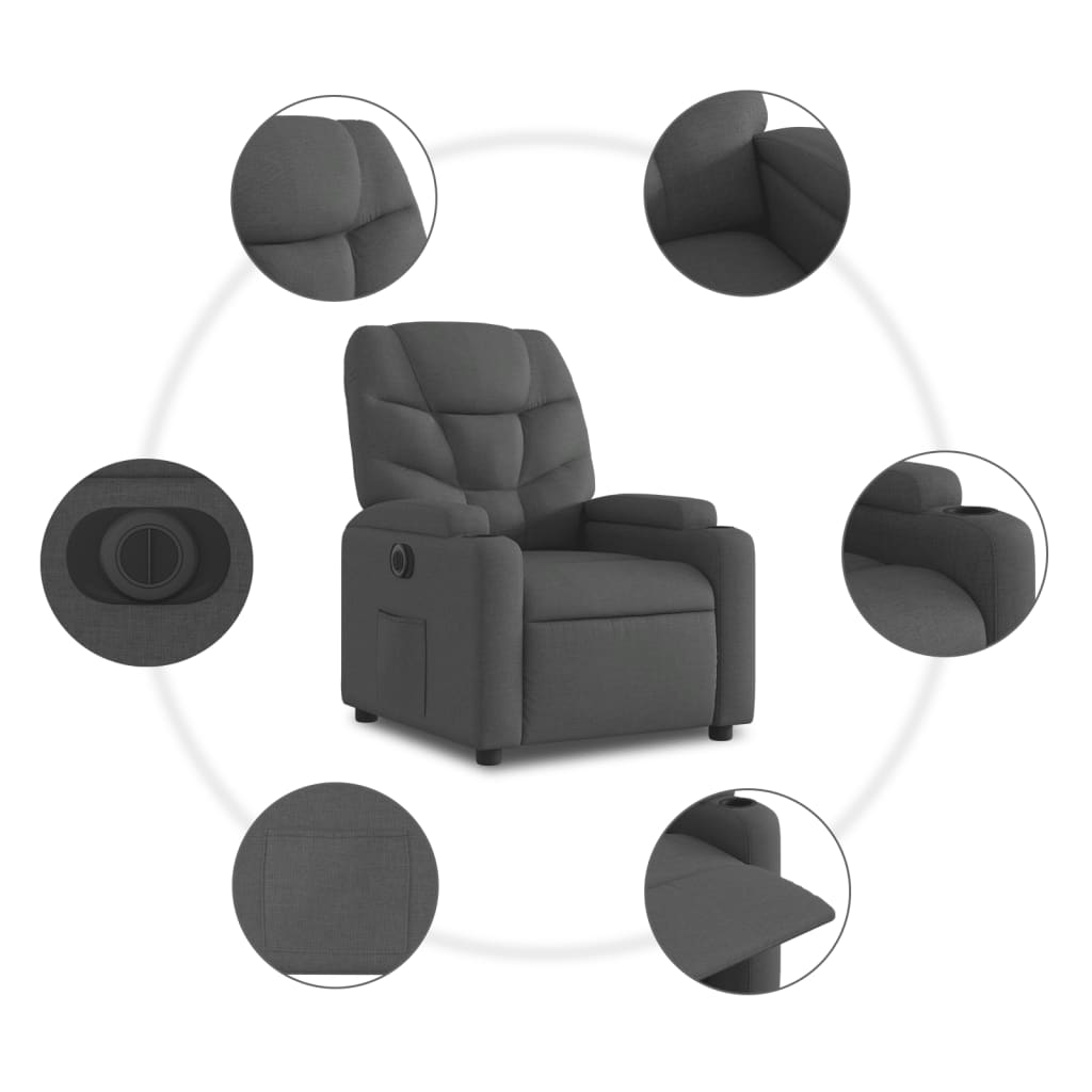 fekete szövet elektromos dönthető fotel