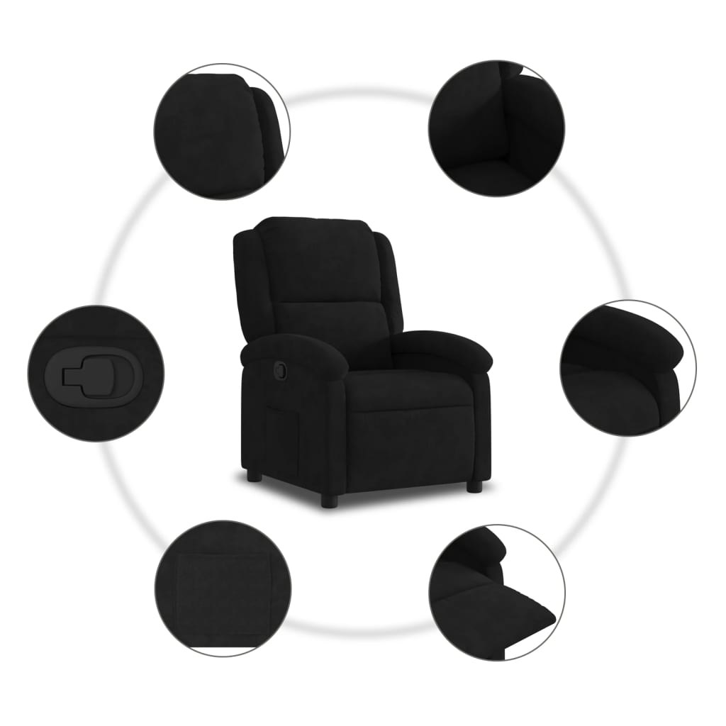 fekete bársony relaxfotel