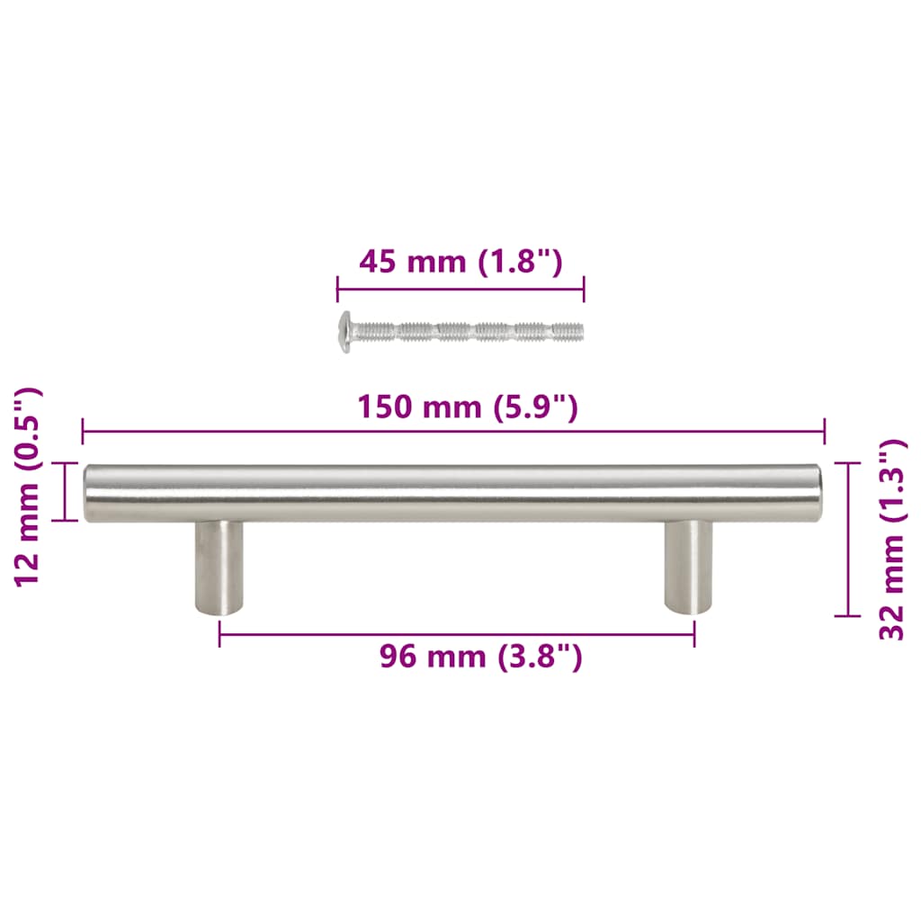 10 db ezüst rozsdamentes acél szekrényfogantyú 96 mm