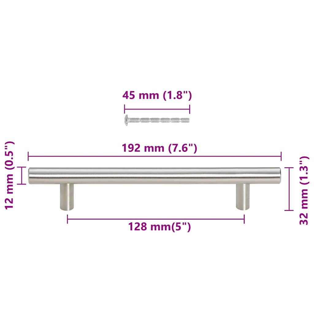 10 db ezüst rozsdamentes acél szekrényfogantyú 128 mm