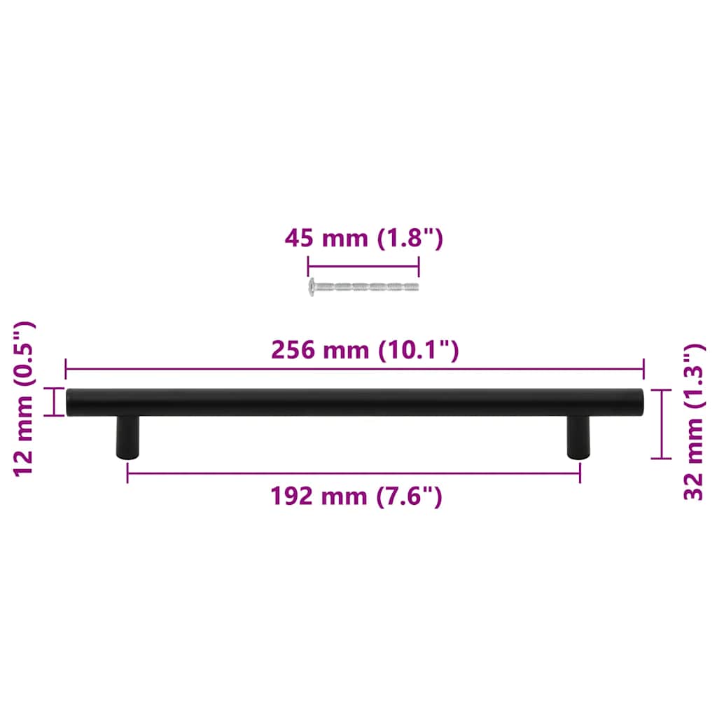 5 db fekete rozsdamentes acél szekrényfogantyú 192 mm