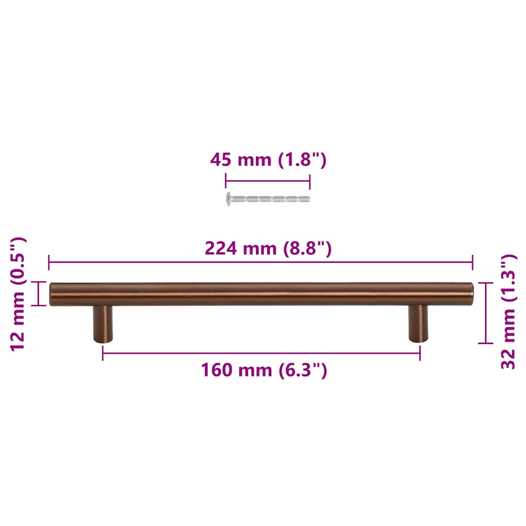 10 db bronz rozsdamentes acél szekrényfogantyú 160 mm