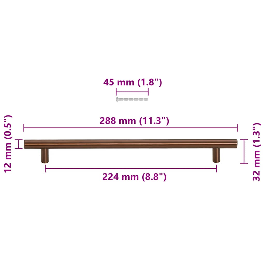 5 db fekete rozsdamentes acél szekrényfogantyú 224 mm