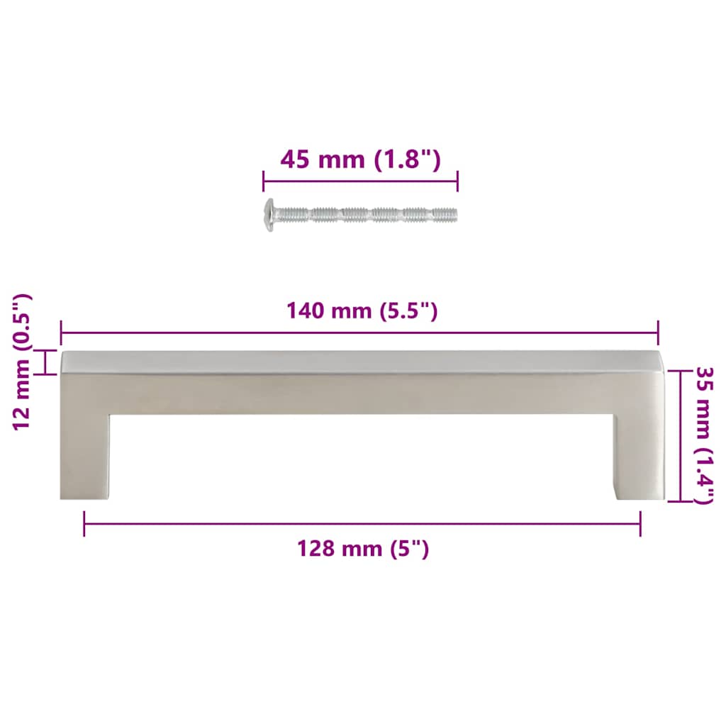 10 db ezüst rozsdamentes acél szekrényfogantyú 128 mm