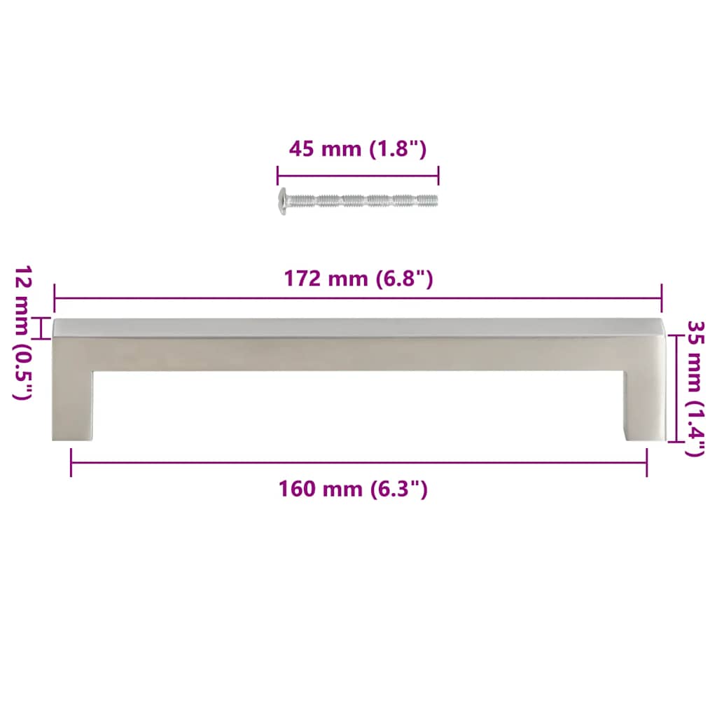 10 db ezüst rozsdamentes acél szekrényfogantyú 160 mm
