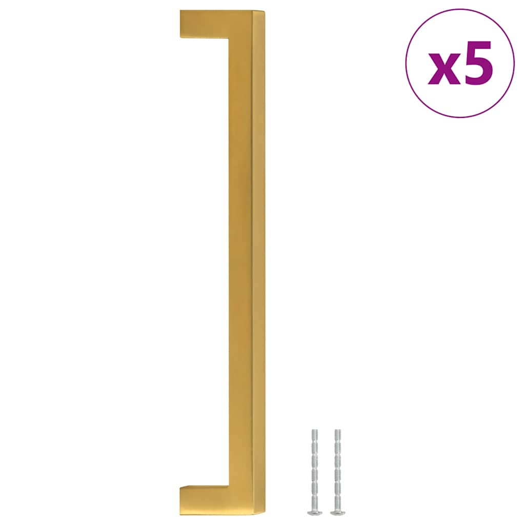 5 db aranyszínű rozsdamentes acél szekrényfogantyú 192 mm