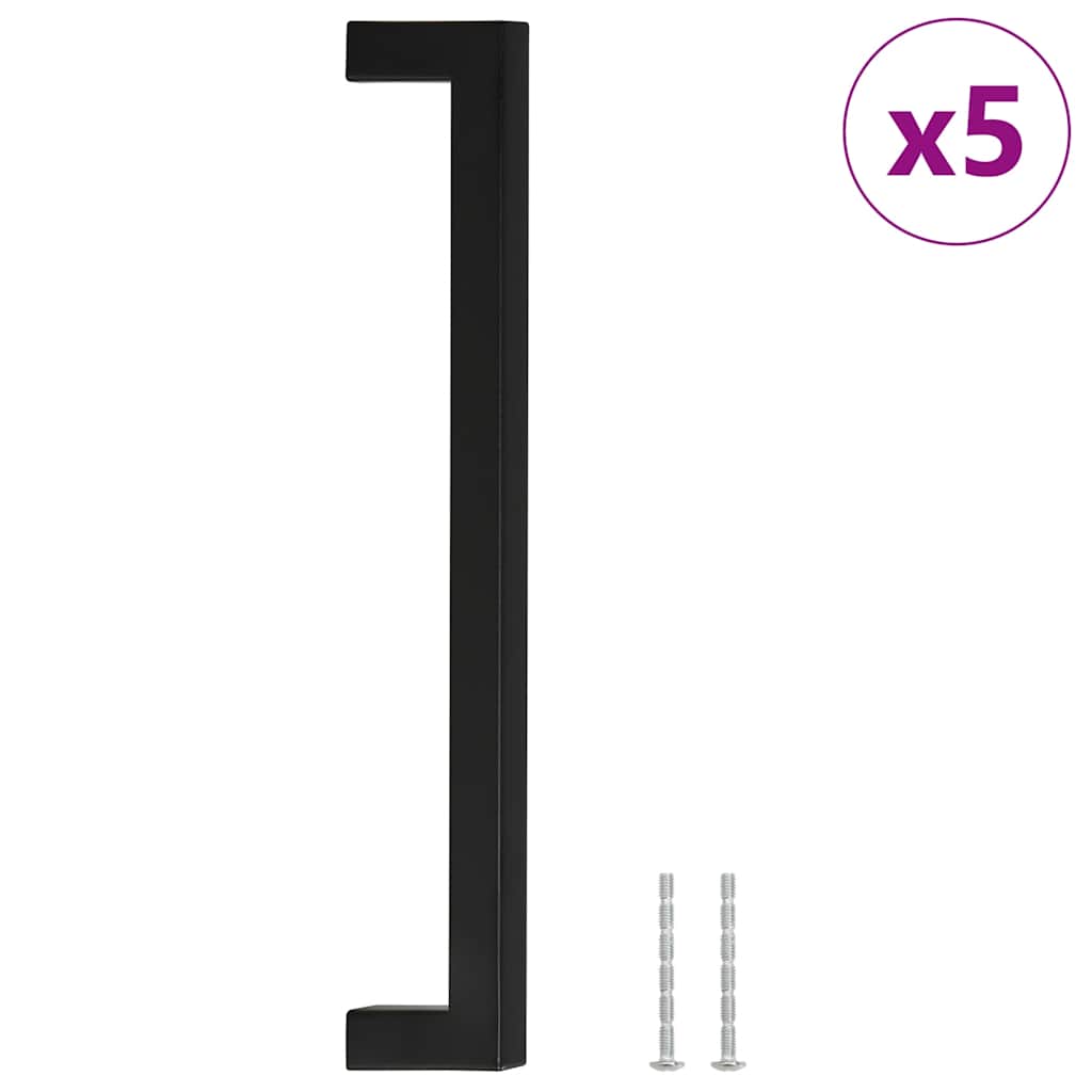5 db fekete rozsdamentes acél szekrényfogantyú 224 mm