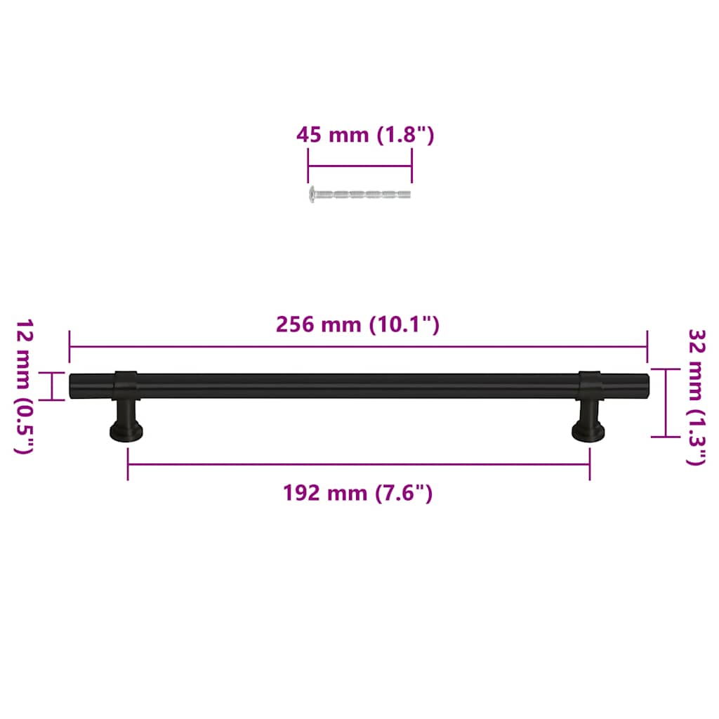 5 db fekete rozsdamentes acél szekrényfogantyú 192 mm