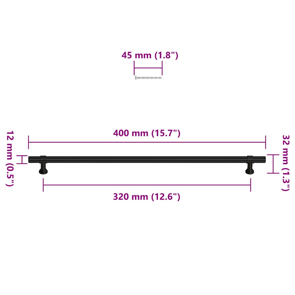5 db fekete rozsdamentes acél szekrényfogantyú 320 mm