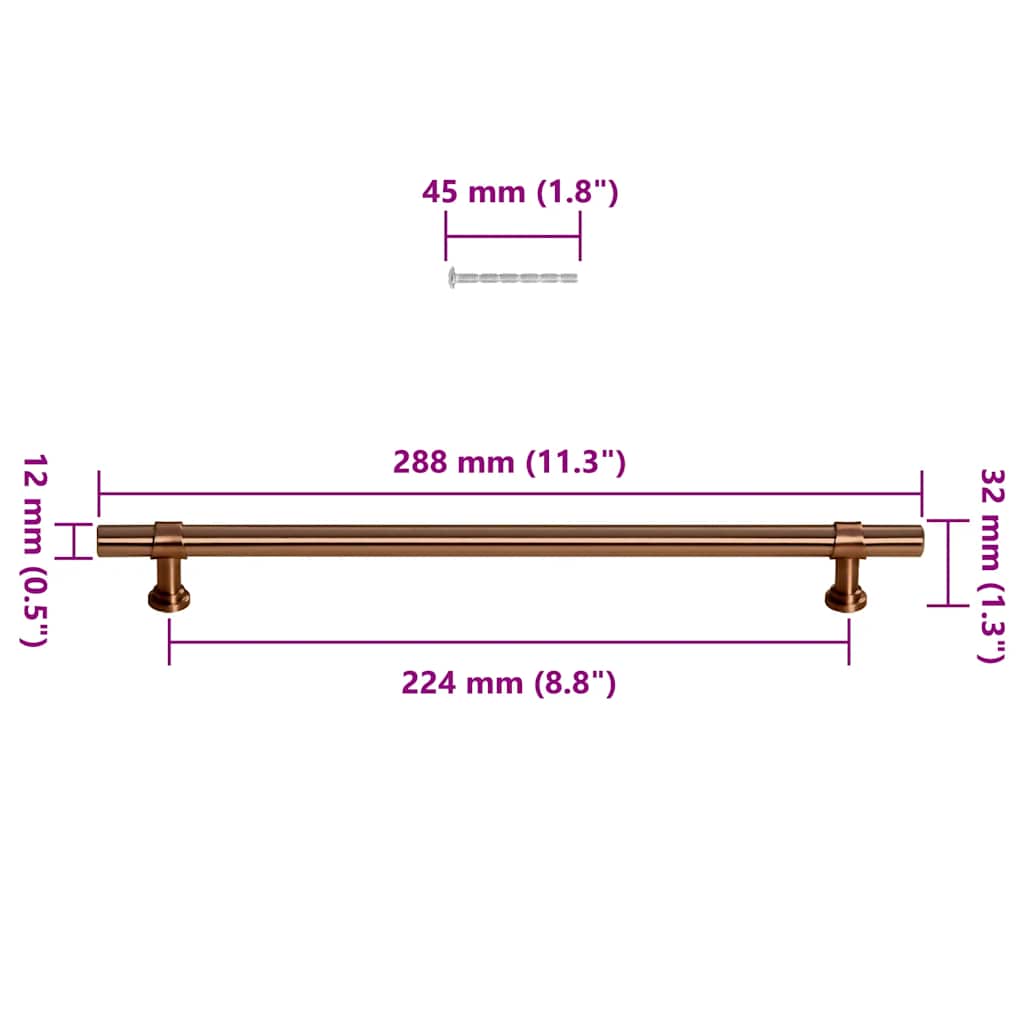 5 db fekete rozsdamentes acél szekrényfogantyú 224 mm