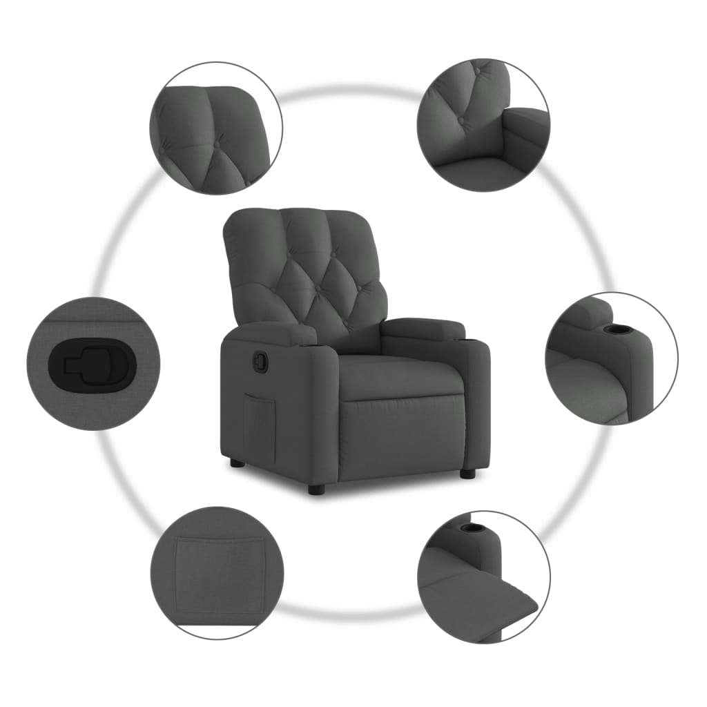 sötétszürke szövet relaxfotel