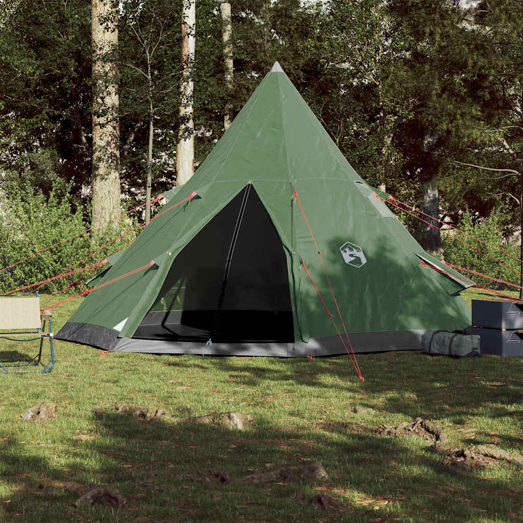 4 személyes zöld vízálló tipi kempingsátor