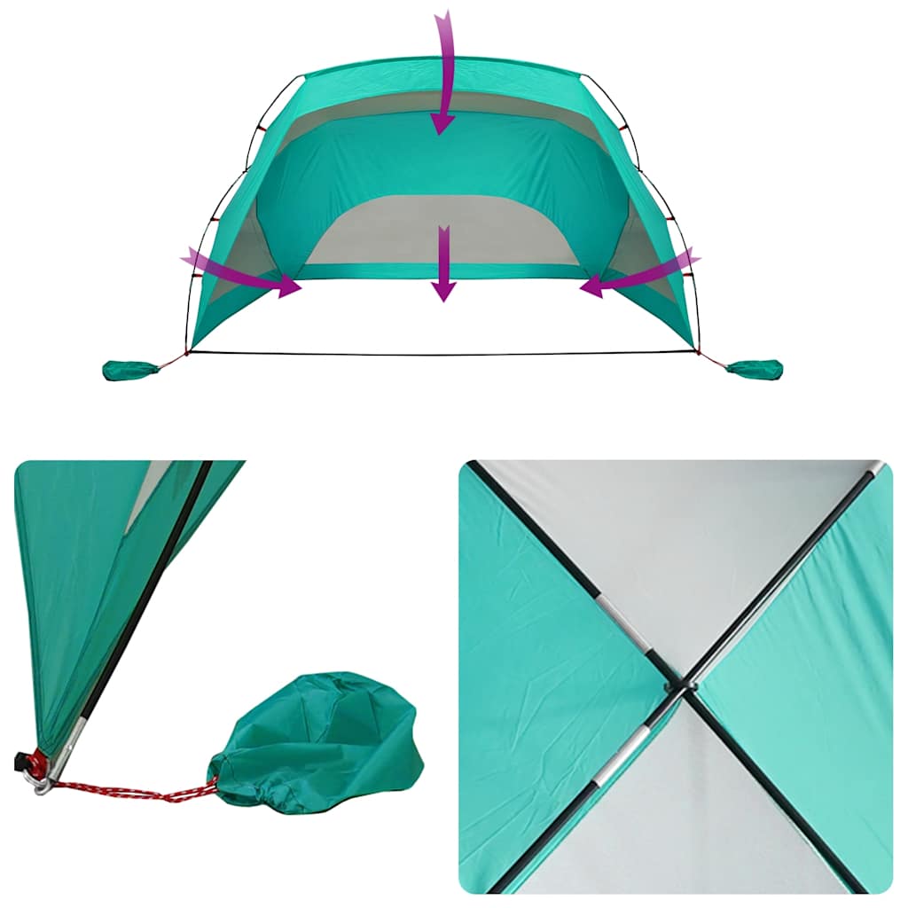 tengerzöld 185T poliészter strandsátor 274 x 178 x 170/148 cm