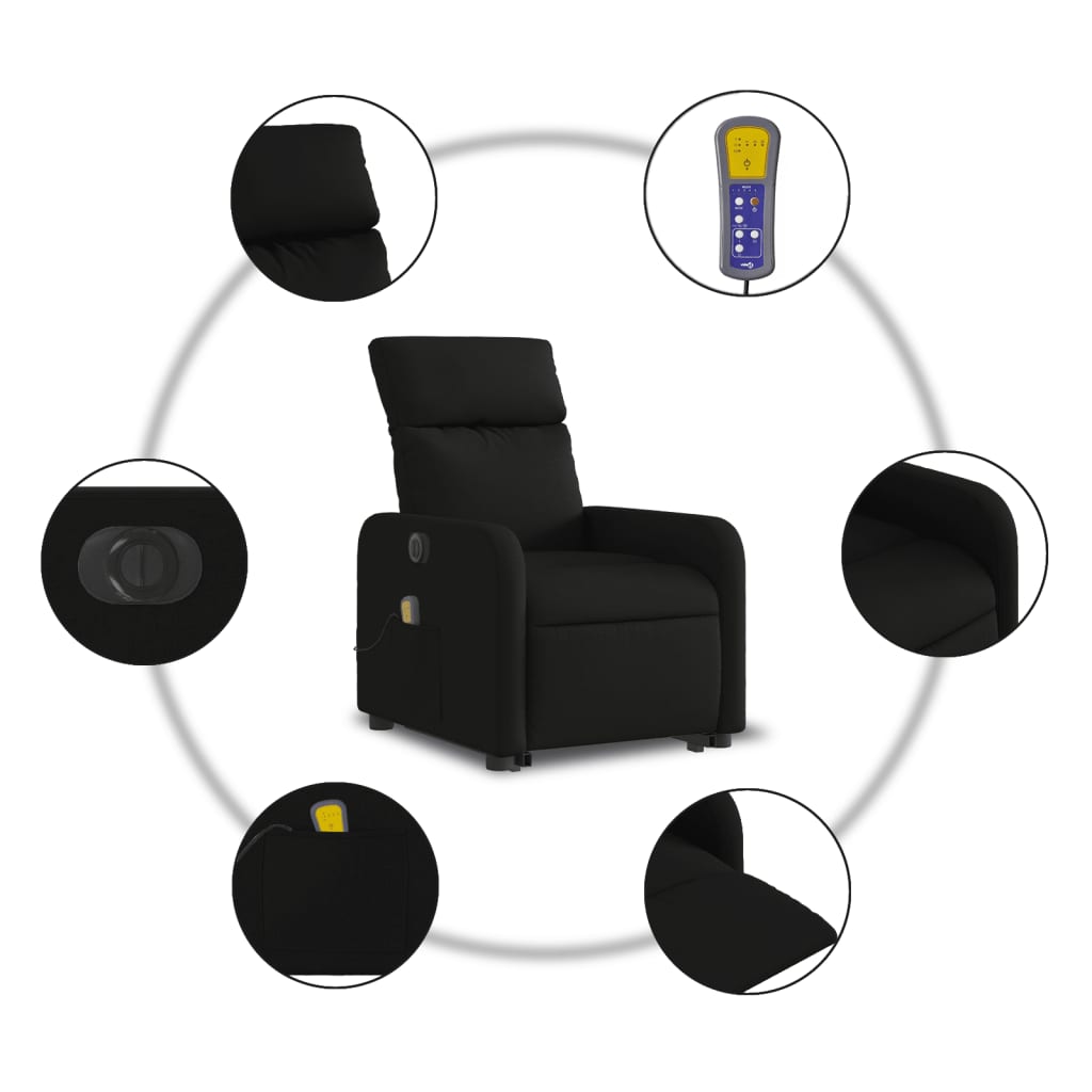 fekete szövet dönthető elektromos álló masszázsfotel