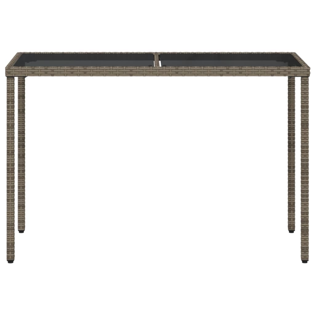 szürke polyrattan üveglapos kerti asztal 115x54x74 cm