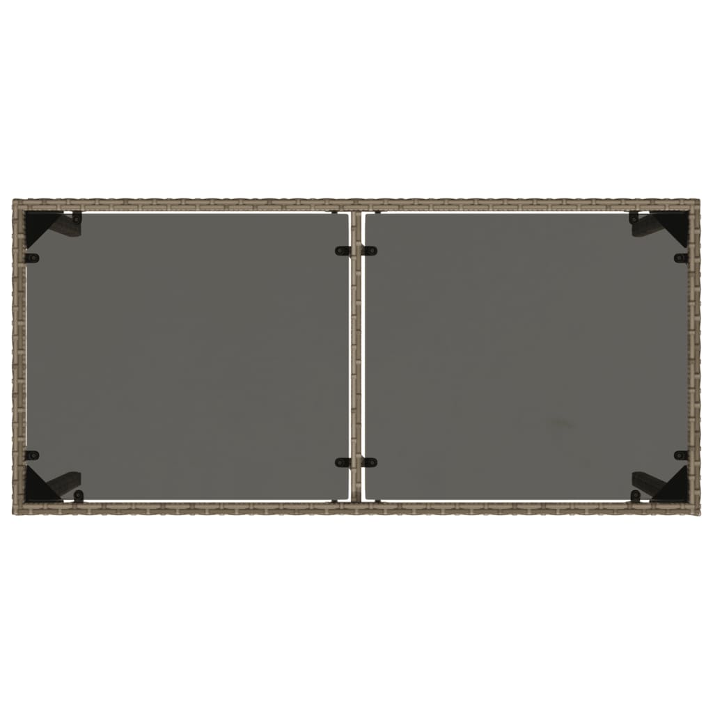 szürke polyrattan üveglapos kerti asztal 115x54x74 cm