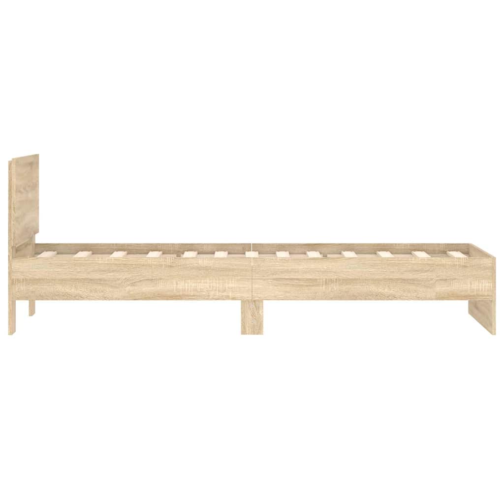 sonoma tölgy színű fejtámlás ágykeret matrac nélkül 75 x 190 cm