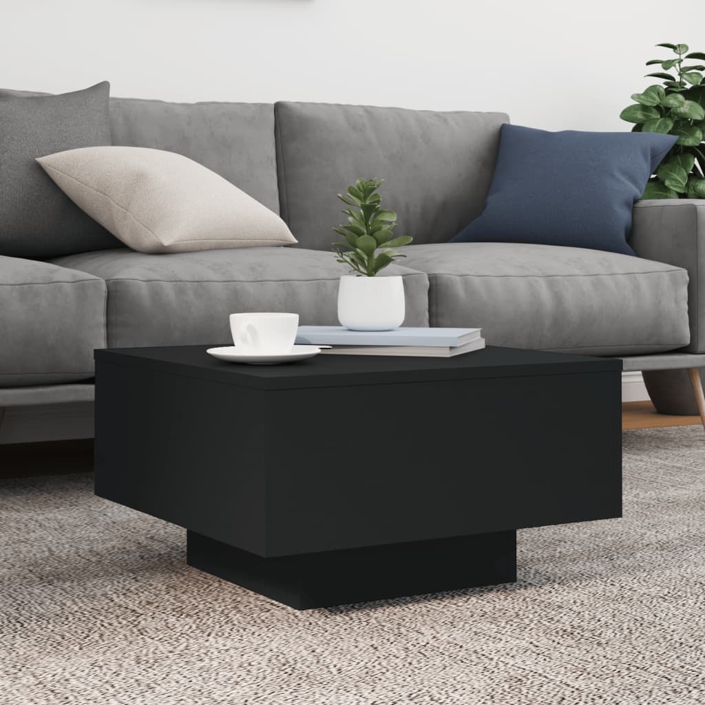 fekete dohányzóasztal LED-lámpákkal 55 x 55 x 31 cm
