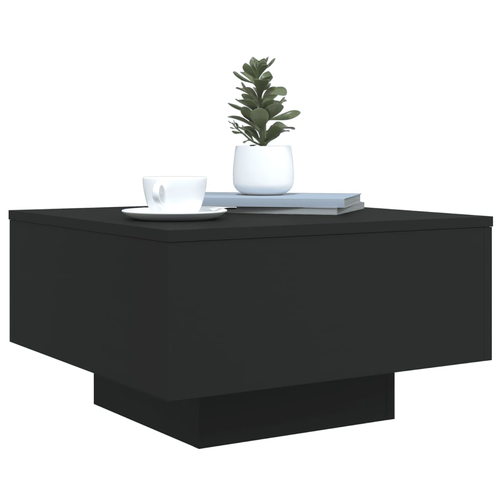 fekete dohányzóasztal LED-lámpákkal 55 x 55 x 31 cm