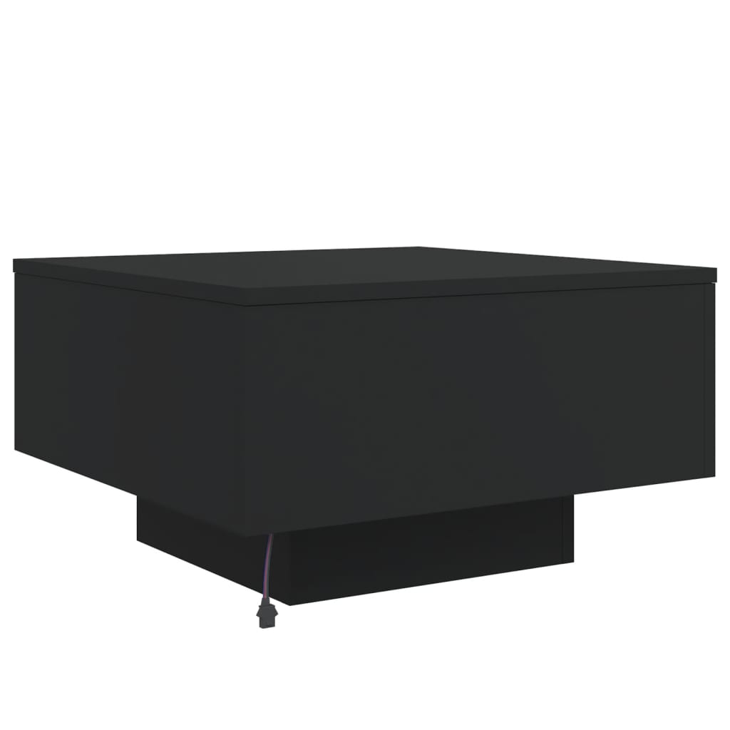 fekete dohányzóasztal LED-lámpákkal 55 x 55 x 31 cm