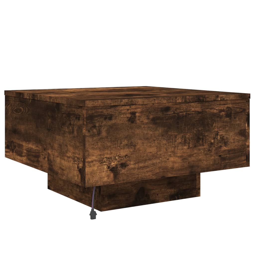 füstös tölgy színű dohányzóasztal LED-lámpákkal 55 x 55 x 31 cm