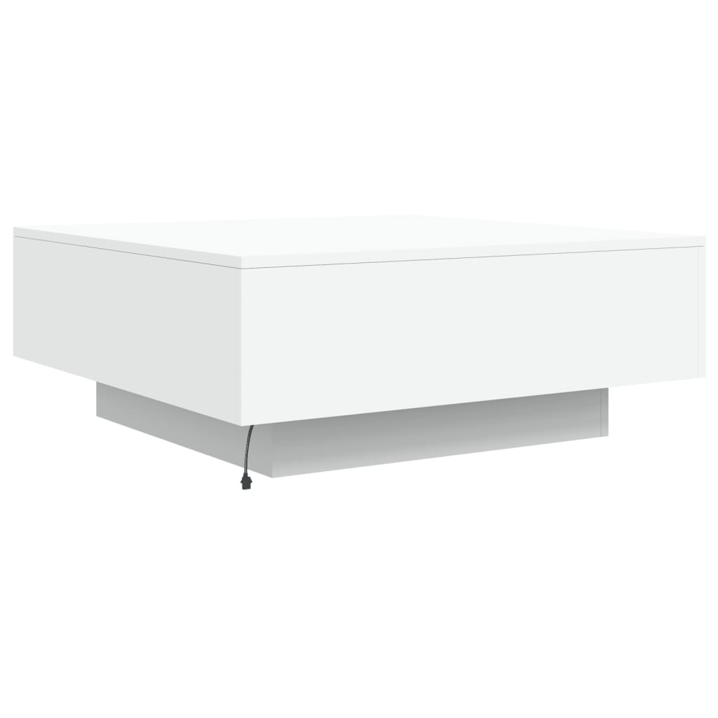 fehér dohányzóasztal LED-lámpákkal 80 x 80 x 31 cm