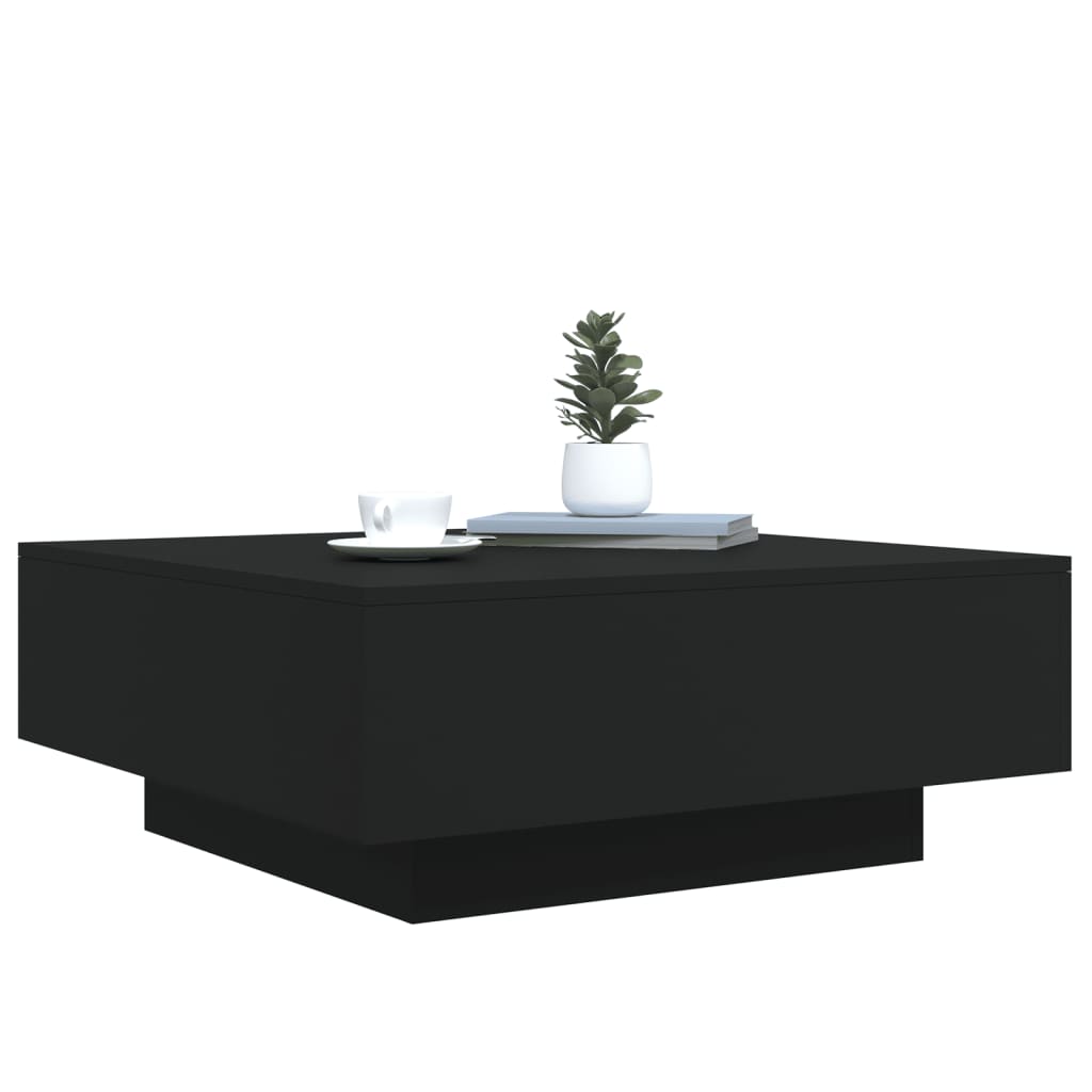 fekete dohányzóasztal LED-lámpákkal 80 x 80 x 31 cm
