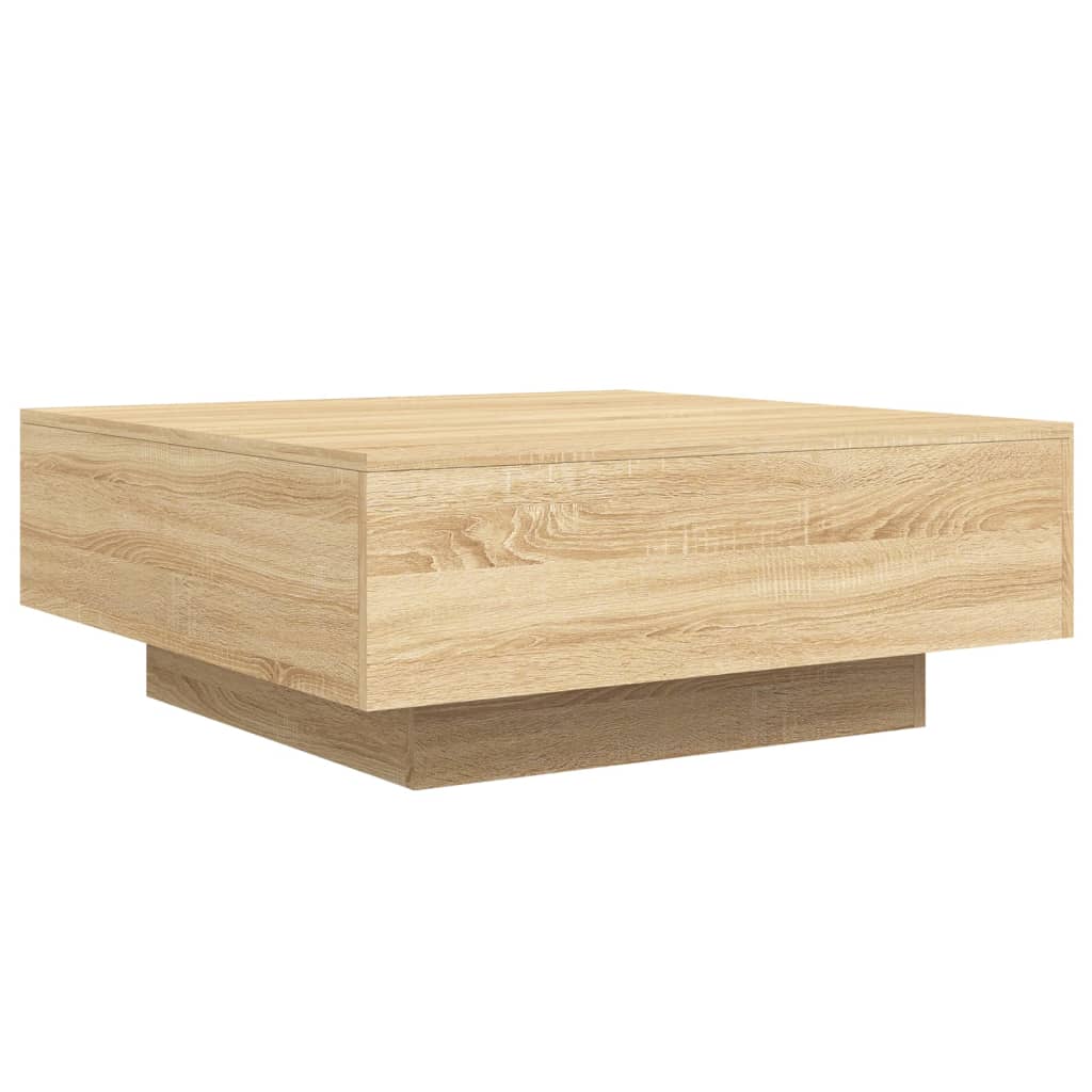 sonoma tölgy színű dohányzóasztal LED-lámpákkal 80 x 80 x 31 cm