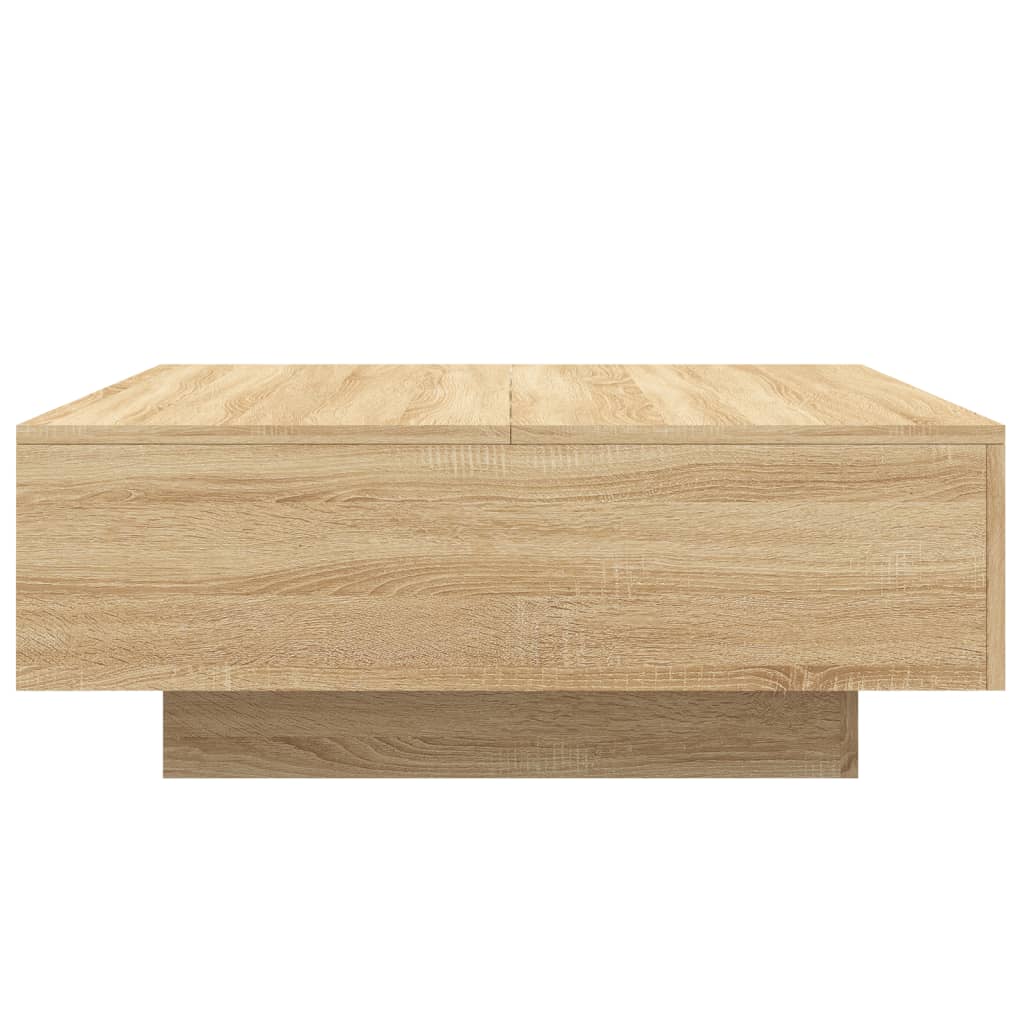 sonoma tölgy színű dohányzóasztal LED-lámpákkal 80 x 80 x 31 cm