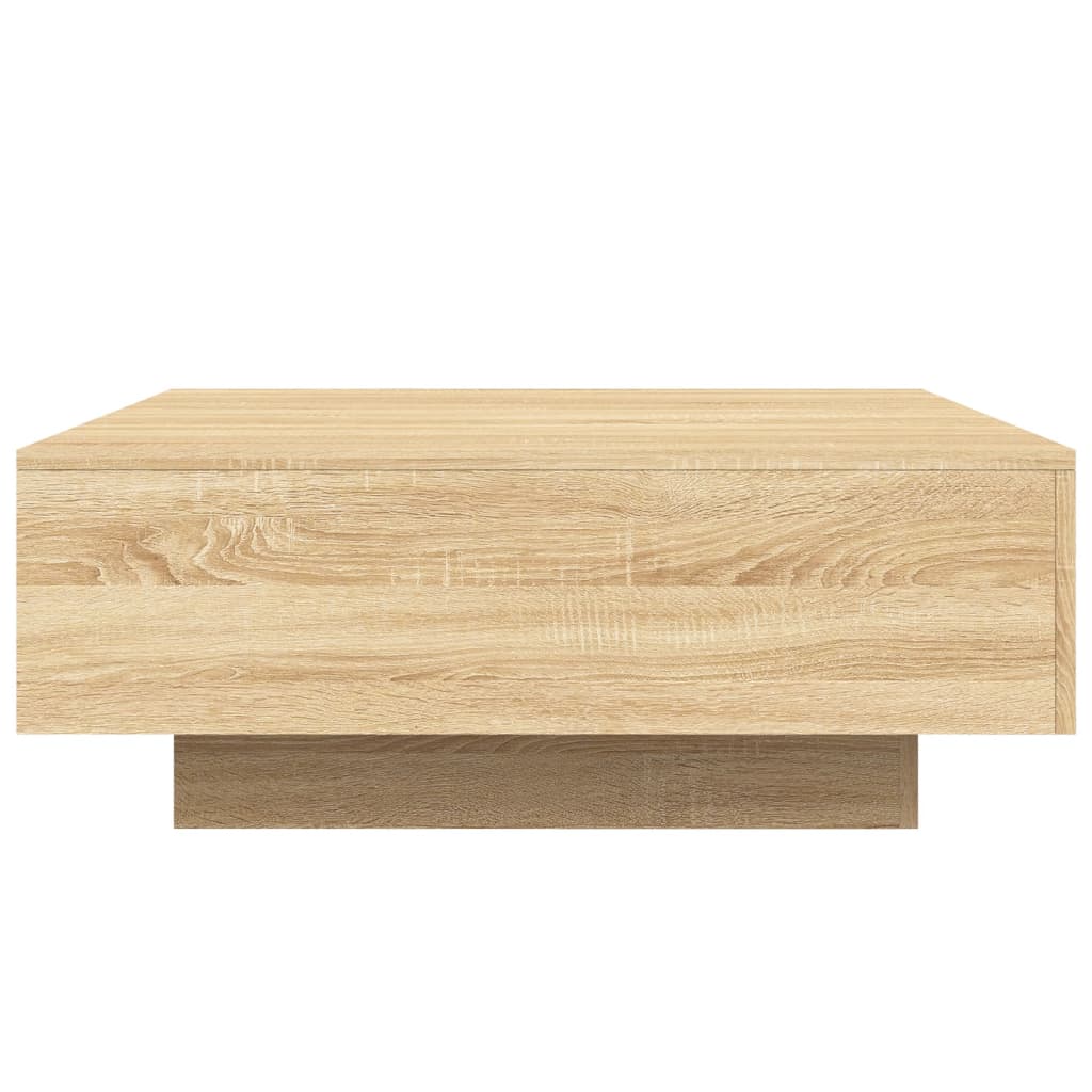 sonoma tölgy színű dohányzóasztal LED-lámpákkal 80 x 80 x 31 cm