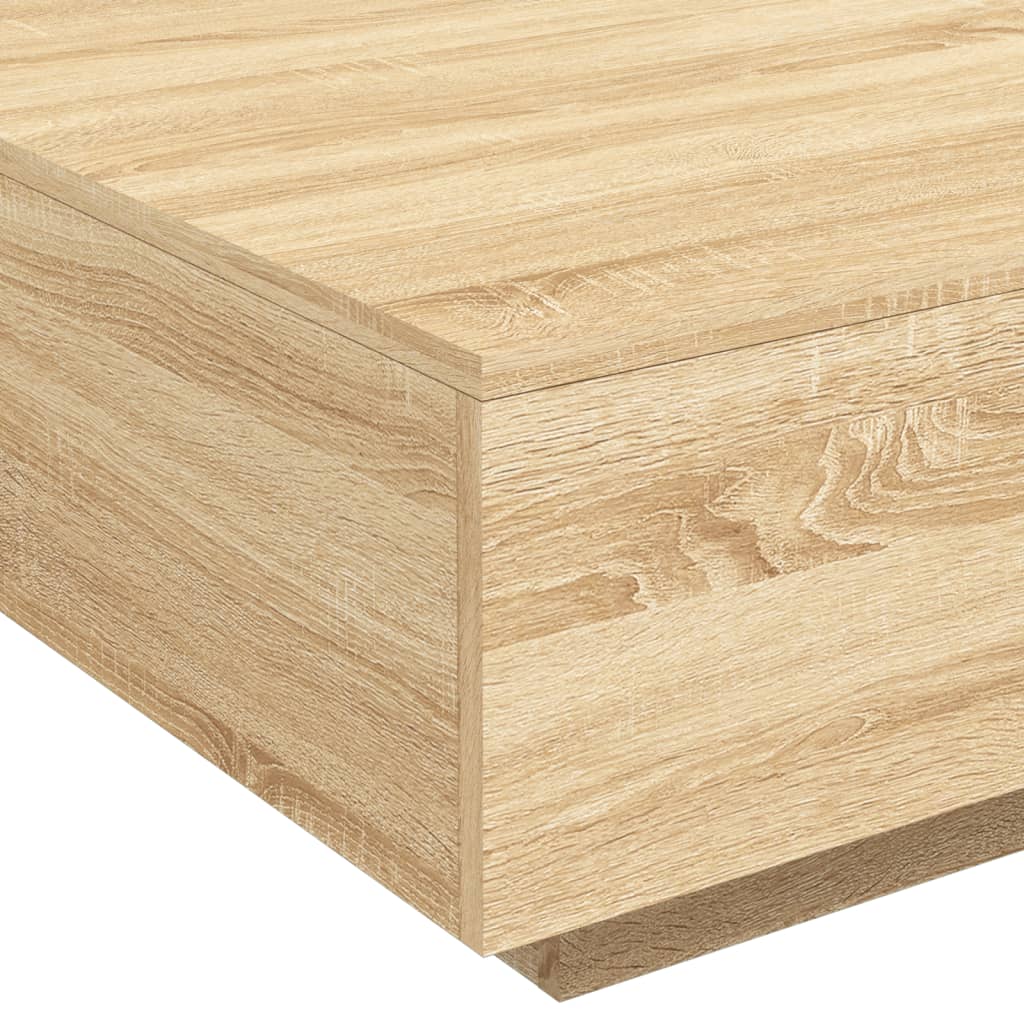 sonoma tölgy színű dohányzóasztal LED-lámpákkal 80 x 80 x 31 cm