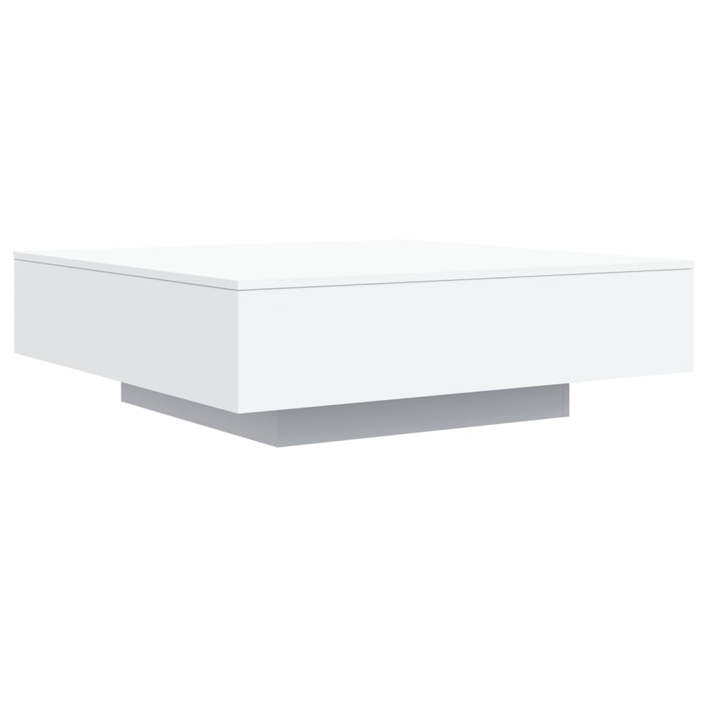 fehér dohányzóasztal LED-lámpákkal 100 x 100 x 31 cm